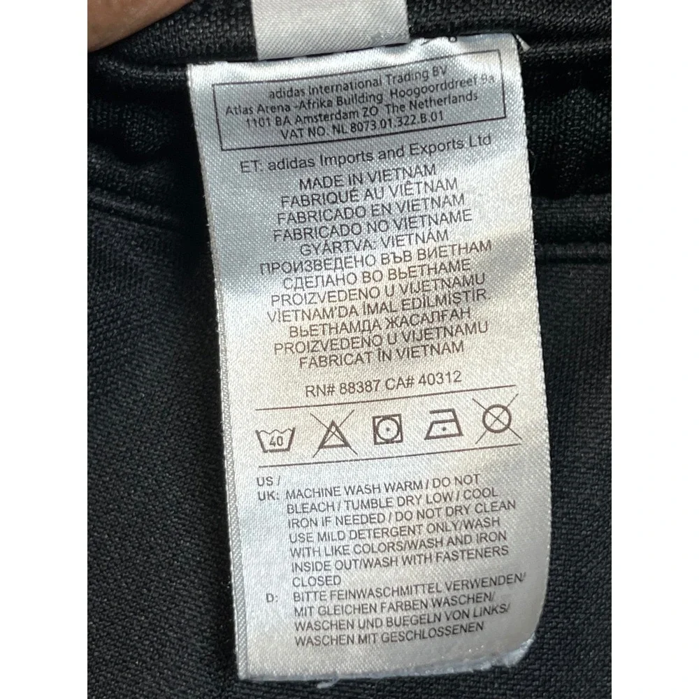 Adidas Mens Track Pants Tape Side Stripe Medium Black Tapered Joggers Active